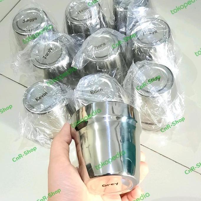 Trinken- Grafir Gelas Stainless Double Ll Custom Nama