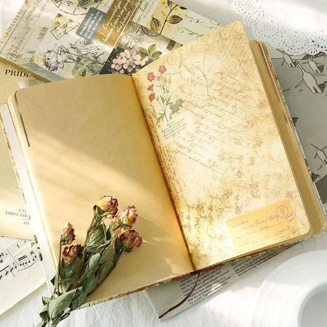 Micell_Huoa - Notebook Aesthetic Retro Buku Diary Aesthetic Hardcover Buku Tulis Sekolah Buku Catata