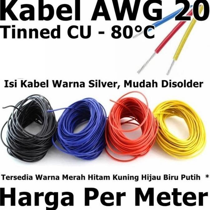 1METER KABEL AWG20 20AWG PER METER ECERAN AWG 20 SERABUT PUTIH TINNED CUPER AS27