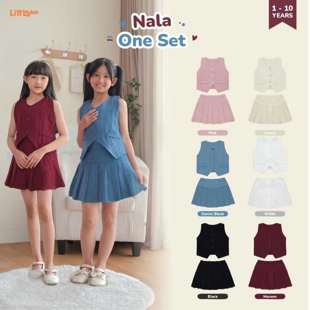 Little Me - Setelan Nala Set Baju Rok Celana Anak Perempuan Korean Style Semiwool 1-10 Tahun