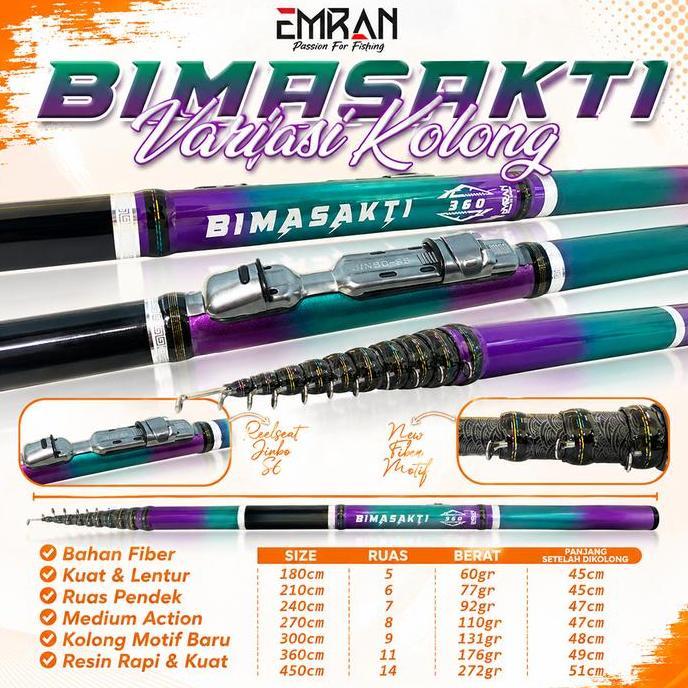 Set Lengkap COD Joran Tegek Murah Kolong Ring EMRAN Bimasakti Fiber