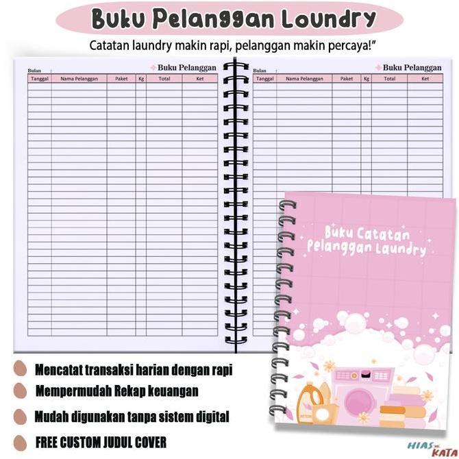 Panipani_pal - Hiasandkata Buku Pelanggan Laundry Logbook Transaksi Harian A5 80 Halaman Spiral Cata