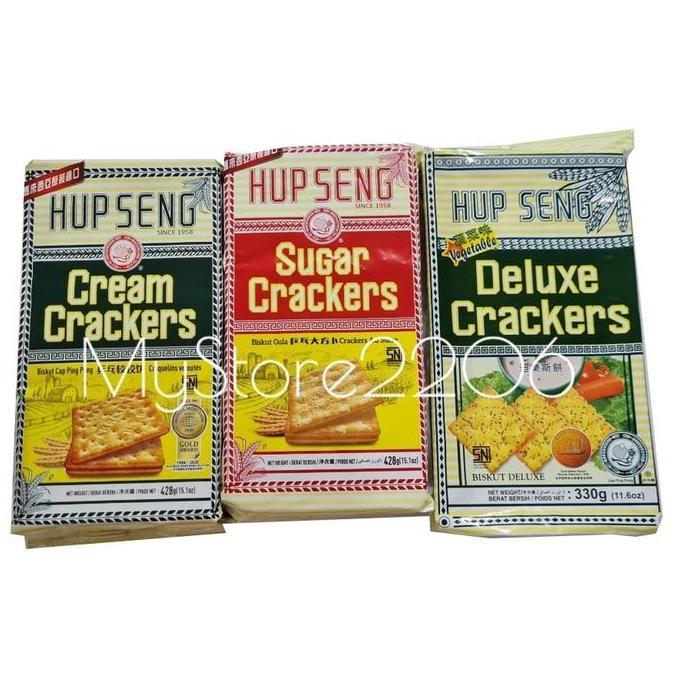 Crispy- Hup Seng Sugar Crackers, Cream Crackers & Deluxe Vegetable Cracker Impor Malaysia / Biskuit 