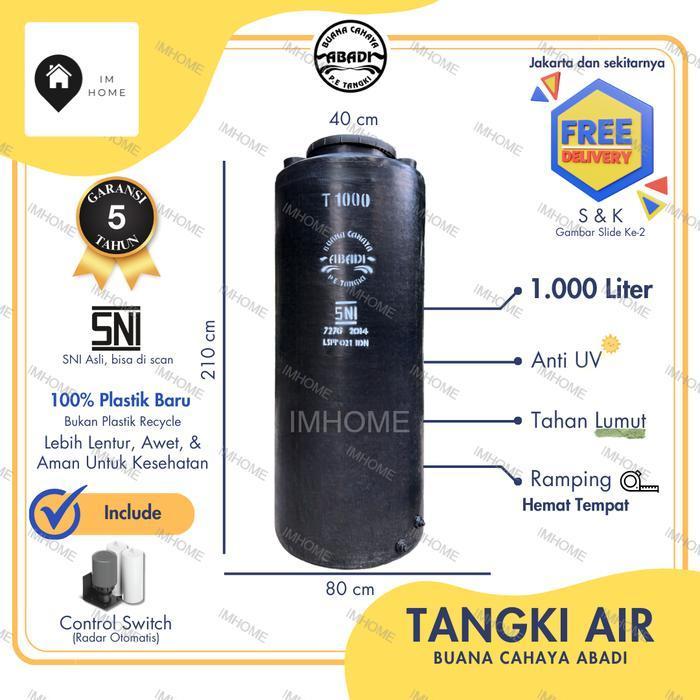 Tangki / Toren Air Ramping BCA 1000 Liter Tipe Tinggi T1000 Murah Masuk Pintu