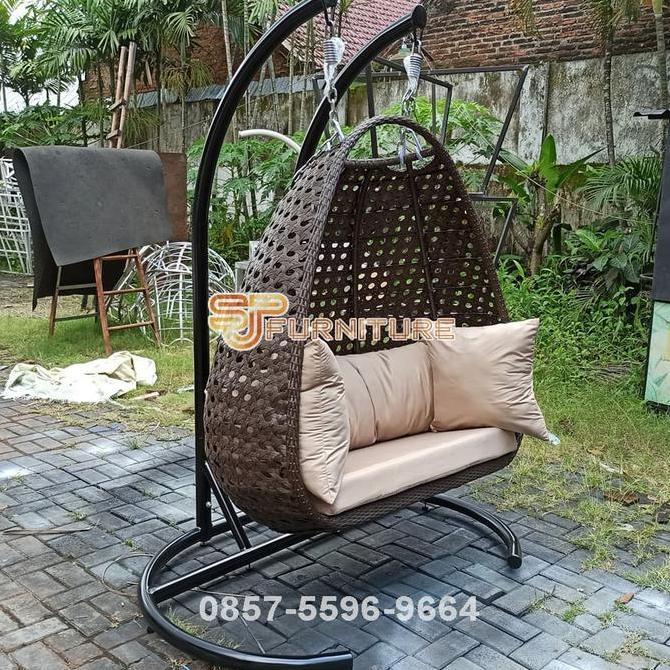 Ayunan Rotan Sintetis Dewasa Jumbo Untuk 2 Orang [ 2 Penyangga]