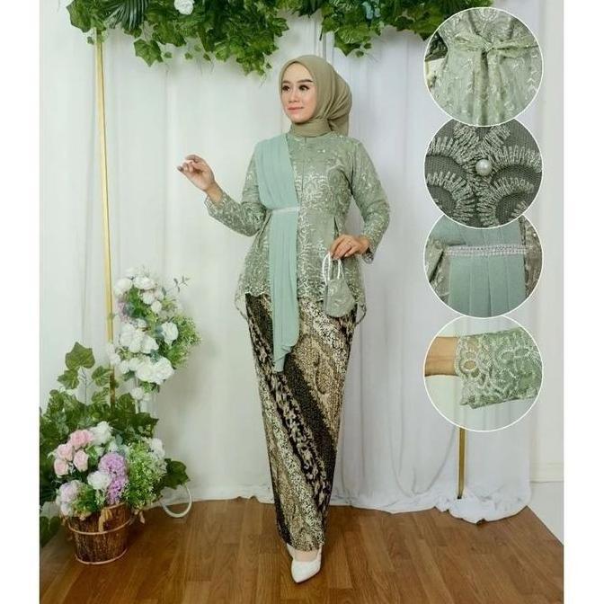Girls- Aurora Selendang Serutty/ Kebaya Modern/ Kebayawisuda Baju Dress Nita Kondangan Pesta Pendek 