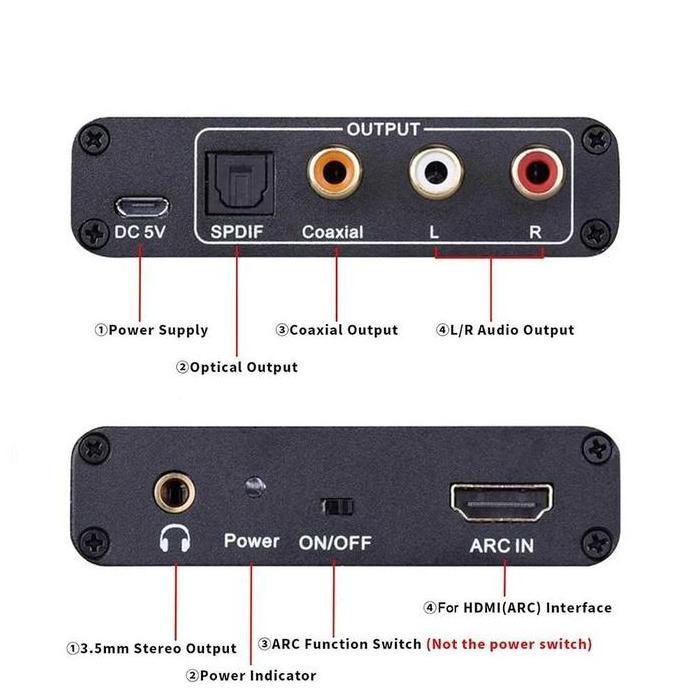 Mafiahcell8 - Audio Extractor Digital Hdmi Arc To Analog Coaxial Rca Spdif - Konverter Suara Tv Ke S