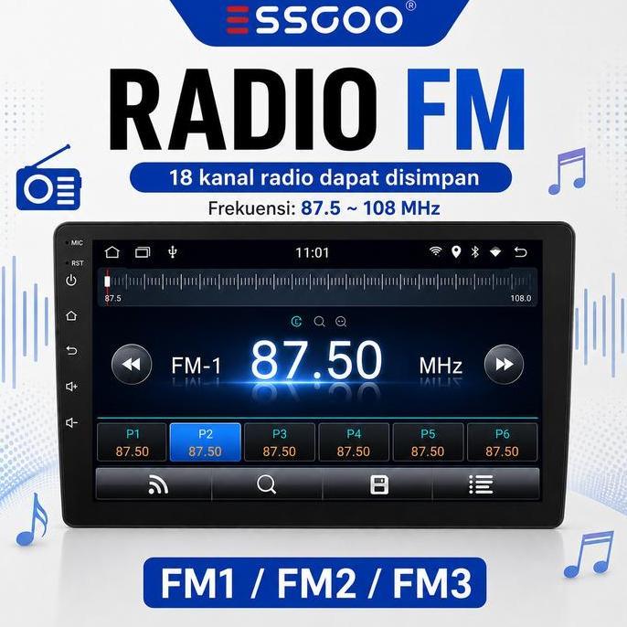 Mafiahcell8 - Essgoo Head Unit Android 15 Mobil 4G+64G  7/9/10 Inch 2 Din Kontrol Suhu Cerdas Ips La