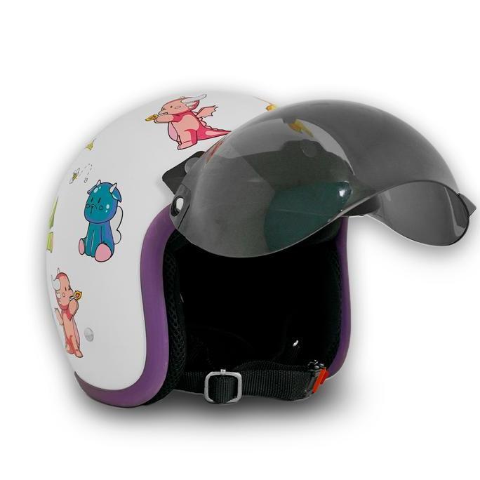 Marzano Helm Anak Retro Bogo Half Face Kids Series Bambino White Glossy Size S-XL Berstandar SNI