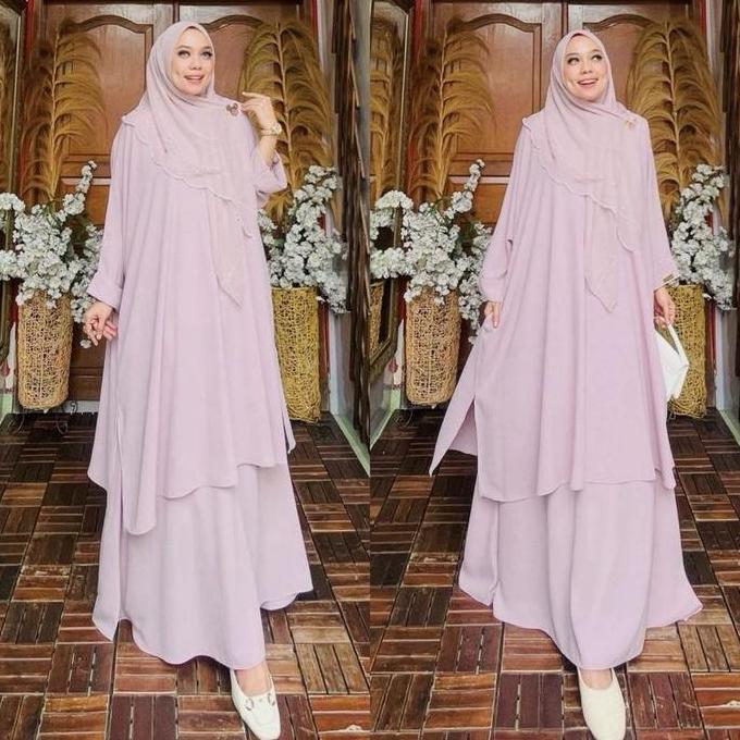 Girls- Hanami Set Tunik (One Set Tunik Skrit Melayu Bahan Haniyah Arabian Anti Uv) Setrok By Ohc