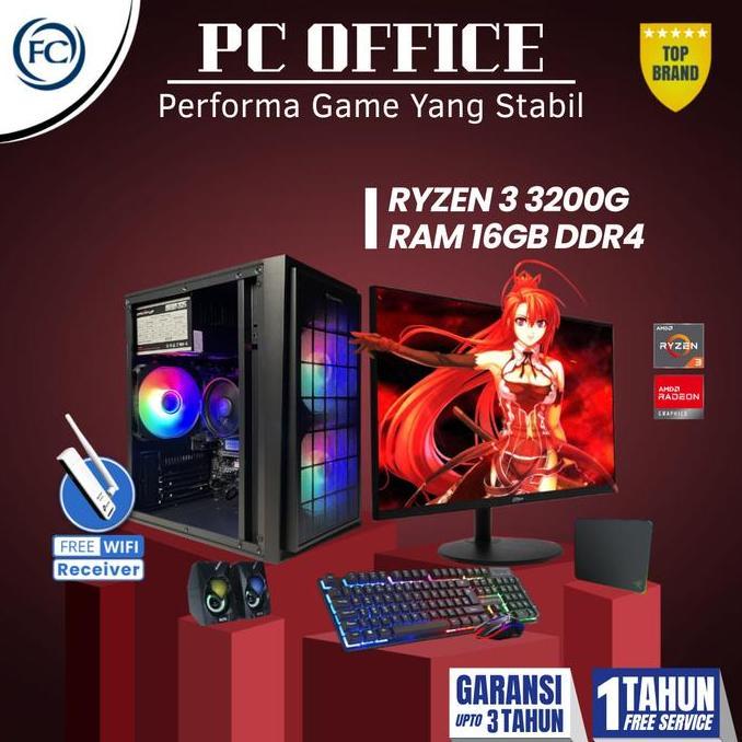PC GAMING FULL SET RGB + MONITOR SIAP PAKAI (VALORANT PUBG FORTNITE)