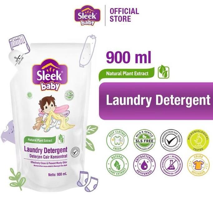 Sleek Baby Laundry Detergent 900 Refill 900 ML Slek Sabun Cuci Baju Cair Isi Ulang Bayi