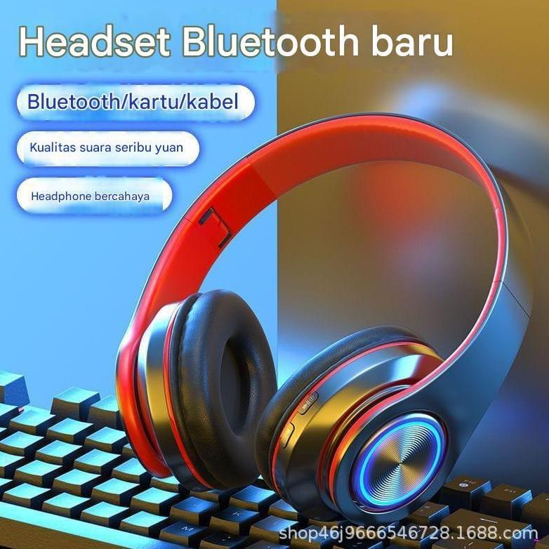 original headphone bluetooth b39  led gaming wireless headset bando tanpa kabel