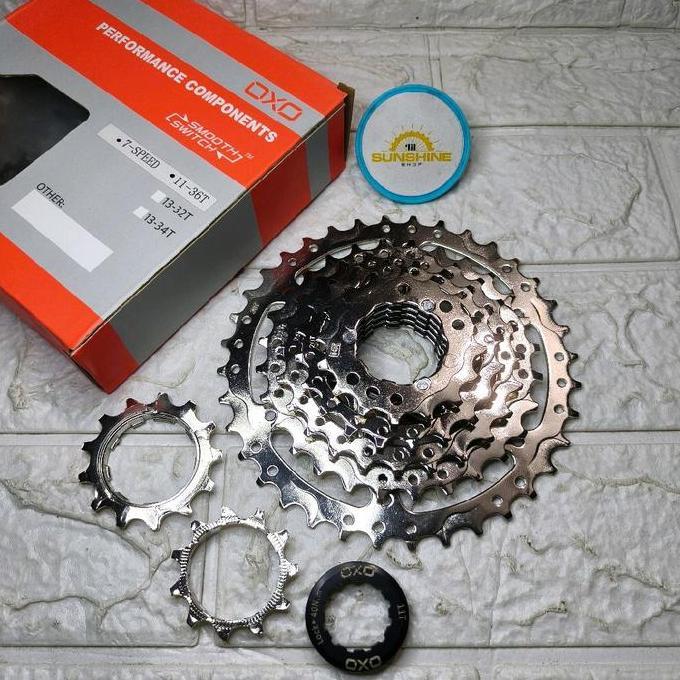 Sprocket Cassette 7 Speed 11-36T OXO CHROME Gir Slup TANPA DRAT Untuk Hub Freehub Jangkrik Sepeda MT