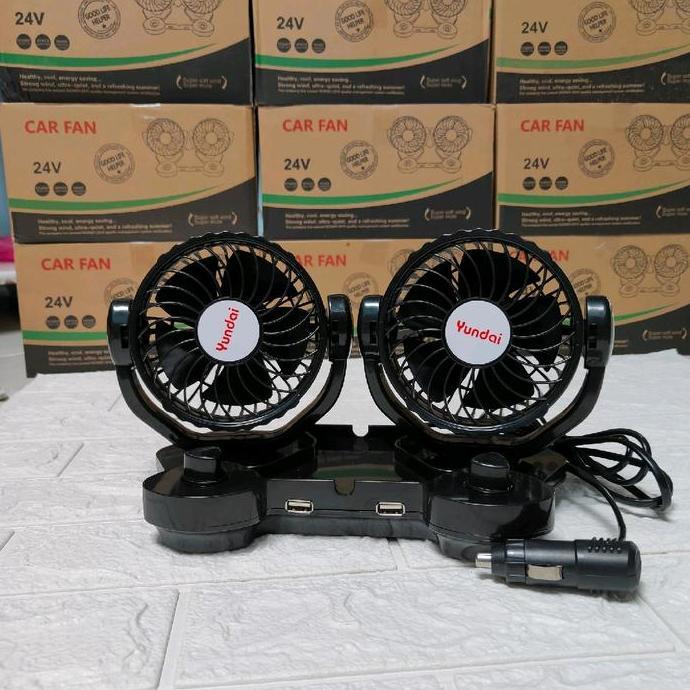 FLASH SALE - Kipas Angin Mobil Yundai 12/24Volt Dengan Usb Charger Car