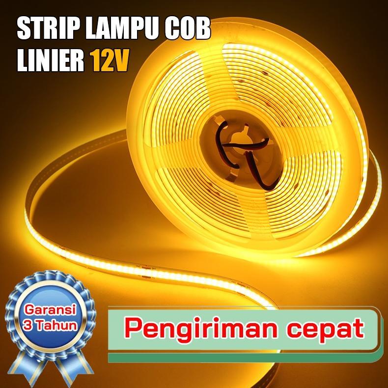 Lampu strip COB 12V/24V Cahaya Kepadatan Tinggi 5 Meter/10Meter Lampu Led Lem Perekat Sendiri