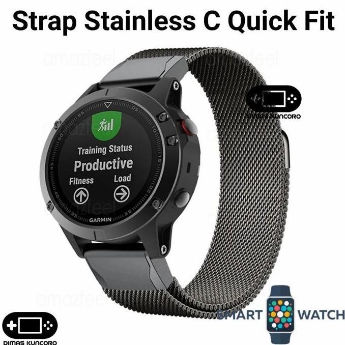 Strap Stainless C Quick Fit garmin foretrex 601 701 901 steel tali jam