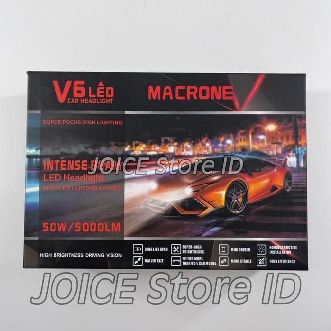 LAMPU MOBIL HEADLHT LED MACRONE V6 6K - H7