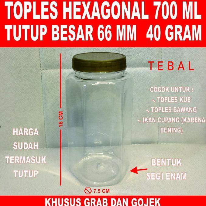 (Best) Is 70 Pcs Toples Cupang 700 ml 500 ml Tebal - Toples Plastik Segi Enam 700 ml Hexagonal