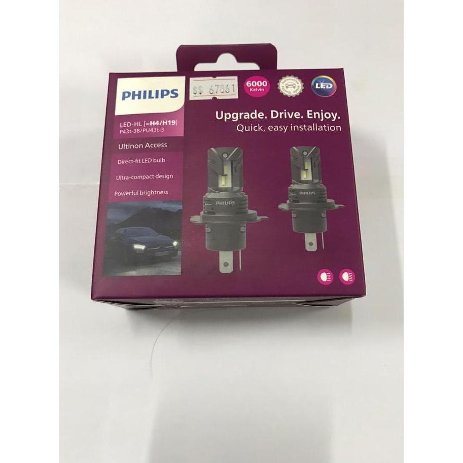 bohlam led hl h4 / h19 ultinon u2 philips - set - 67861 -