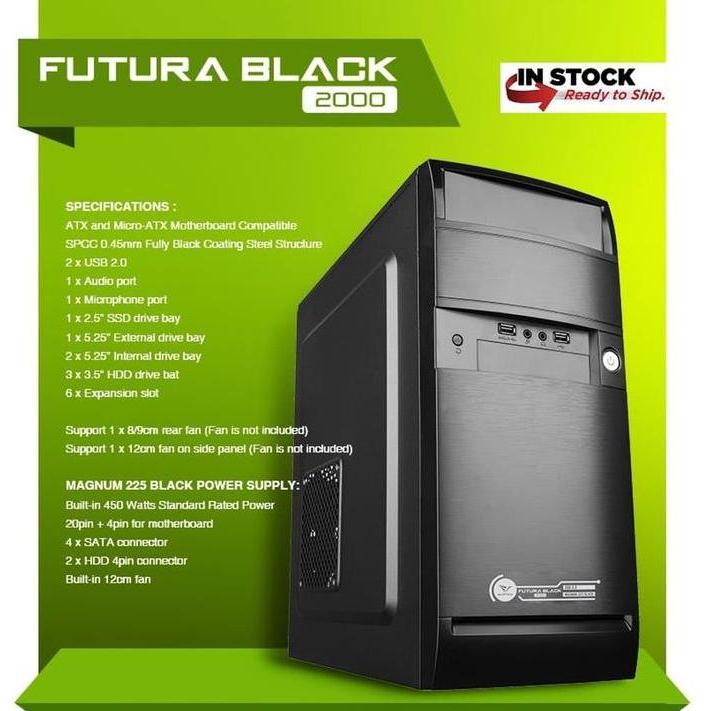 Comp- Casing Alcatroz Futura Black + Psu 450W - Powerlogic