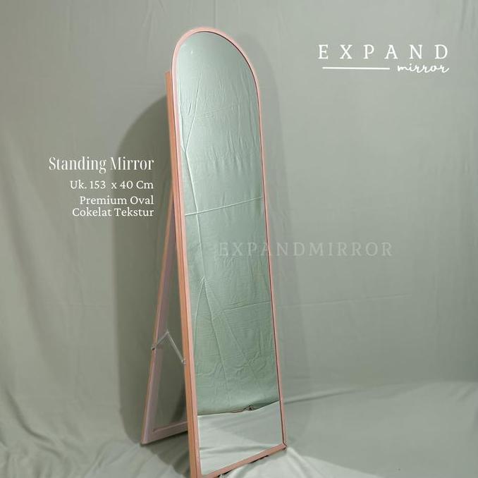 Standing Mirror Oval Full Body Ukuran 153X40 Kaca Cermin