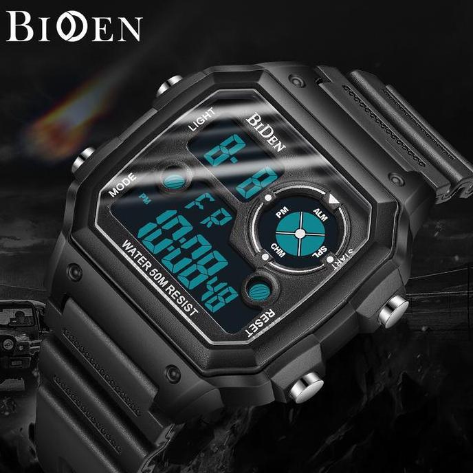 Clock- Biden Jam Tangan Pria Dital Olahraga Militer Tali Silikon Anti Air Pria Jam Tangan Pria Ynr00