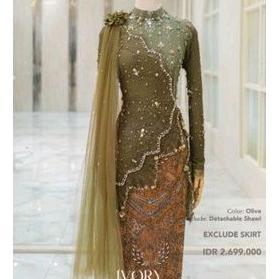 Diskon Sewa Kebaya Ivory Hijau Olive | Sewa Kebaya Lamaran | Sewa Kebaya Wisuda