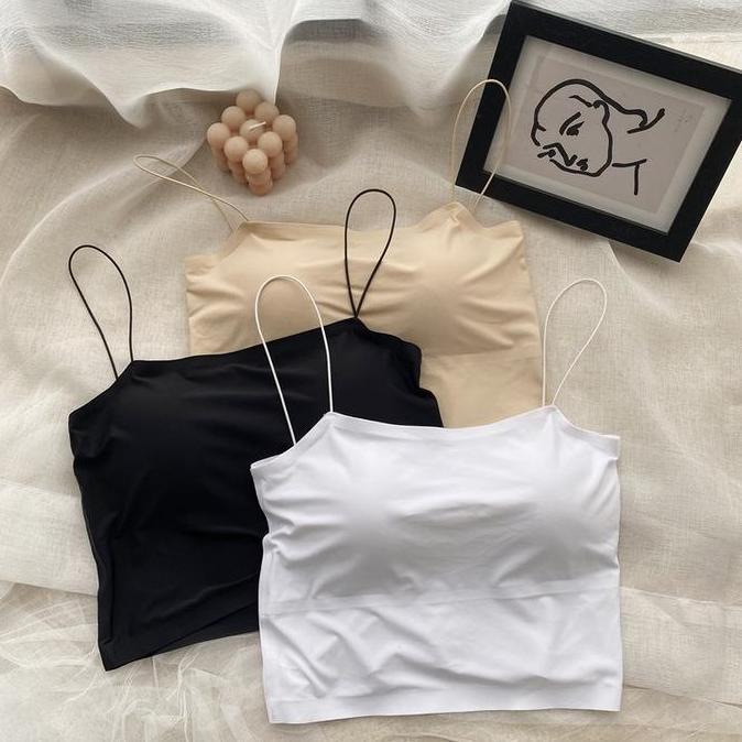 DY118 >> Ninabobo BR073 Tanktop Crop Top Tali Spaghetti Strap Tank Top Kain Dingin Lembut