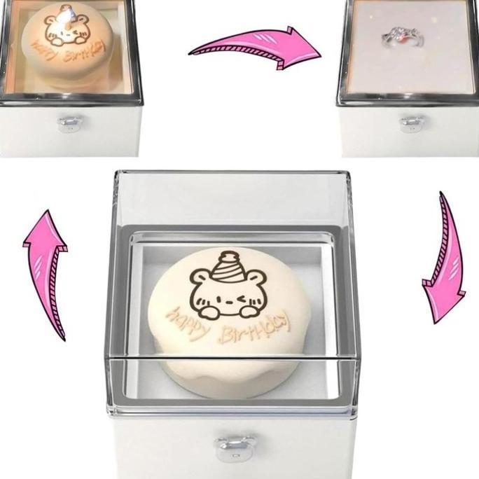 LOWARY Kotak Cincin Beruang / Surprise Box / Kotak Cincin Berputar Otomatis Hadiah Kado/ Ulang Tahun