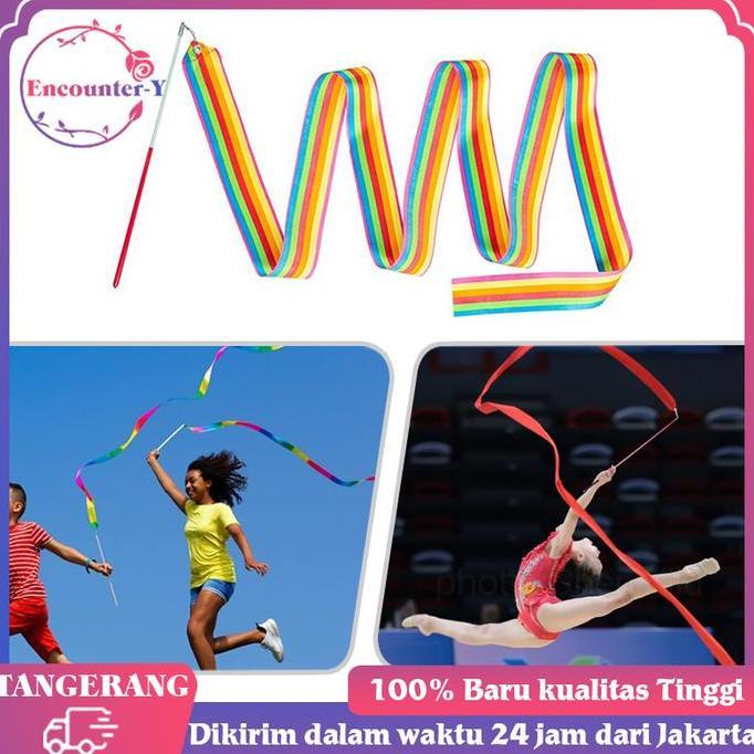 HATSUD 4m Tali Pita Tari Stik Balet Senam Ritmik Twirling Satin Accessories Ballet Ribbon Twirling R