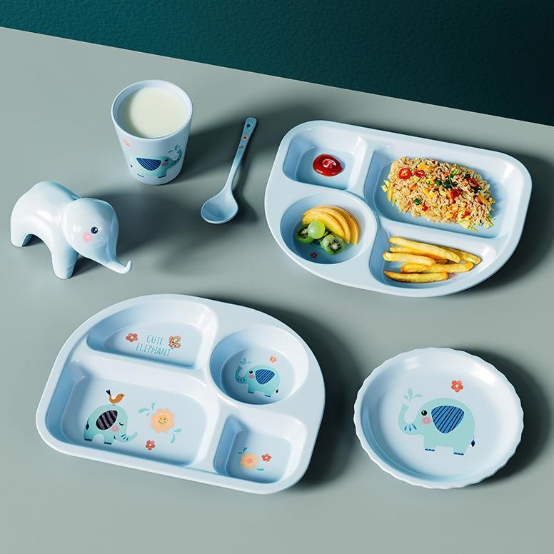 KUALITAS SUPER ELCO PREMIUM MELAMINE ELEPHANT KIDS TABLEWARE SET PLATE BOWL CUP SPOON / ALAT MAKAN A