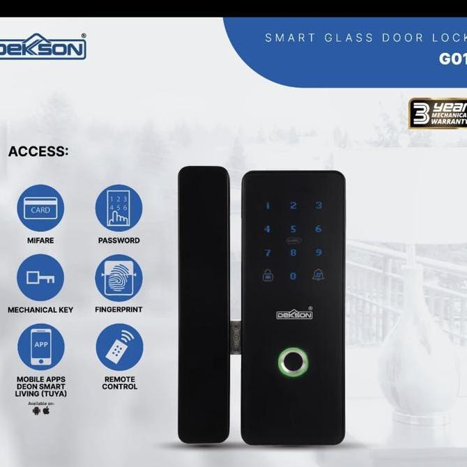 TERBARU - SMART GLASS DOOR DEKKSON G01 SMART GLASS DOOR LOCK BLACK (RIGHT)