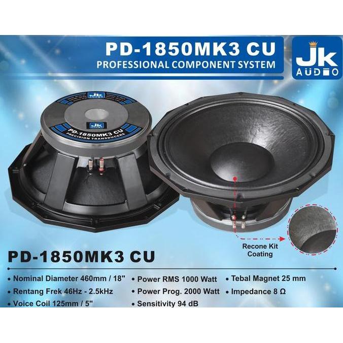Speaker 18in Jk Audio PD 1850 MK3 CU komponen speaker PD 1850 MK 3