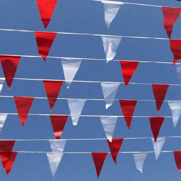 150Pcs Bendera Merah Putih Segitiga Kain 80 Meter Bendera Segitiga Merah Putih Bendera Warna Warni