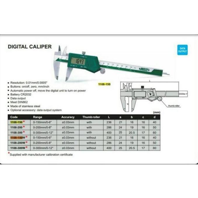 Insize 1108-200 Sigmat Digital Caliper 8"