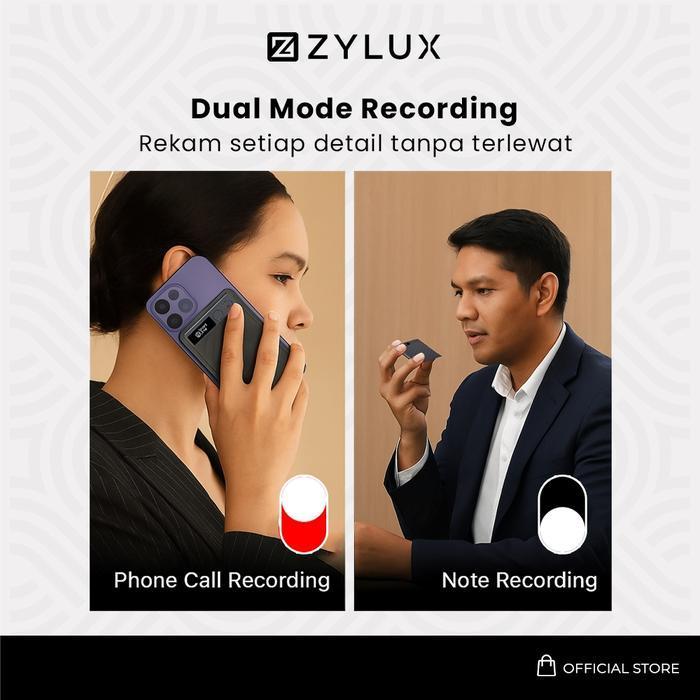 ZYLUX AI VOICE RECORDER 64GB OLED DISPLAY CHATGPT 4.0 ALAT PEREKAM SUARA AUTO TRANSKRIPSI & RINGKASA