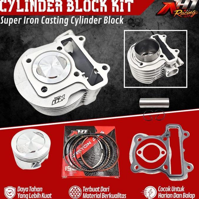 Promo BORING BLOCK BLOK SEHER BORE UP AH1 BEAT SCOOPY SPACY KARBU 53 MM SUPER IRON CASTING BLOCK - C