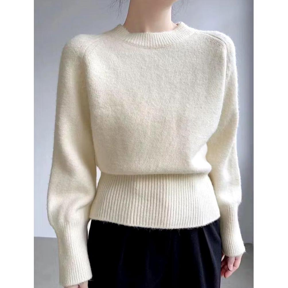 FLASH SALE GEMMA SWEATER RAJUT WANITA MODEL BAN BAWAH KNITWEAR TOP ATASAN BAJU BASIC WARNA CREAM STY