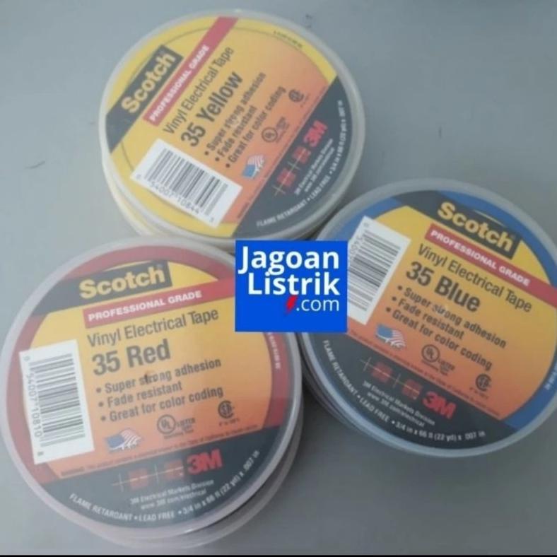 Isolasi Scotch 35 3M Vinyl Electrical Tape Isolasi Kabel Merah Biru Kuning Hijau