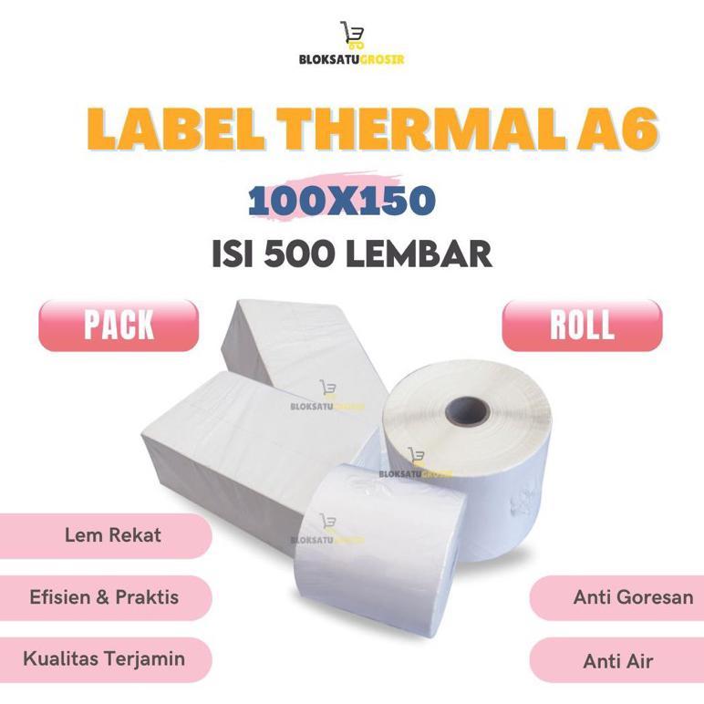 Kertas Thermal | Kertas Thermal 100X150 | Thermal 100 X 150 500Pcs | Kertas Resi 100X150 - Label Res