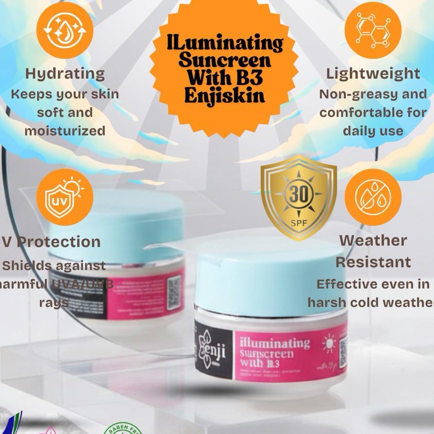 Sunscreen Iluminating B3" Enji Skincare/ Cream Siang Membuat Glowing Anti Acne Dengan Spf 30 Bpom