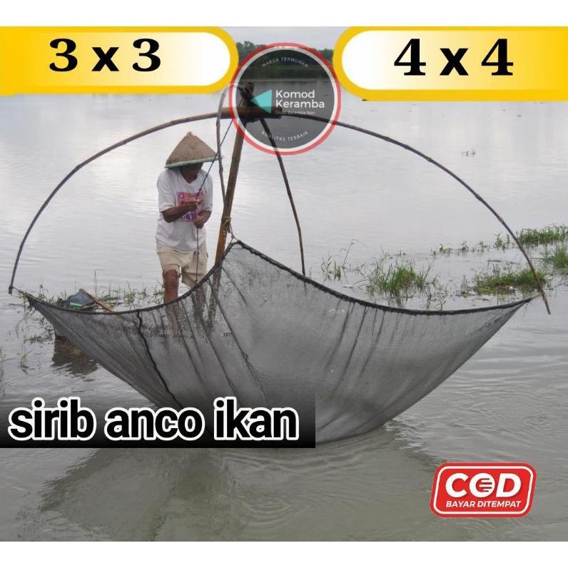 Sirib Anco Jaring Anak Ikan 3X3/4X4 Udang Bibit Ikan Hancou Jaring Waring Rk Hitam Anti Geser