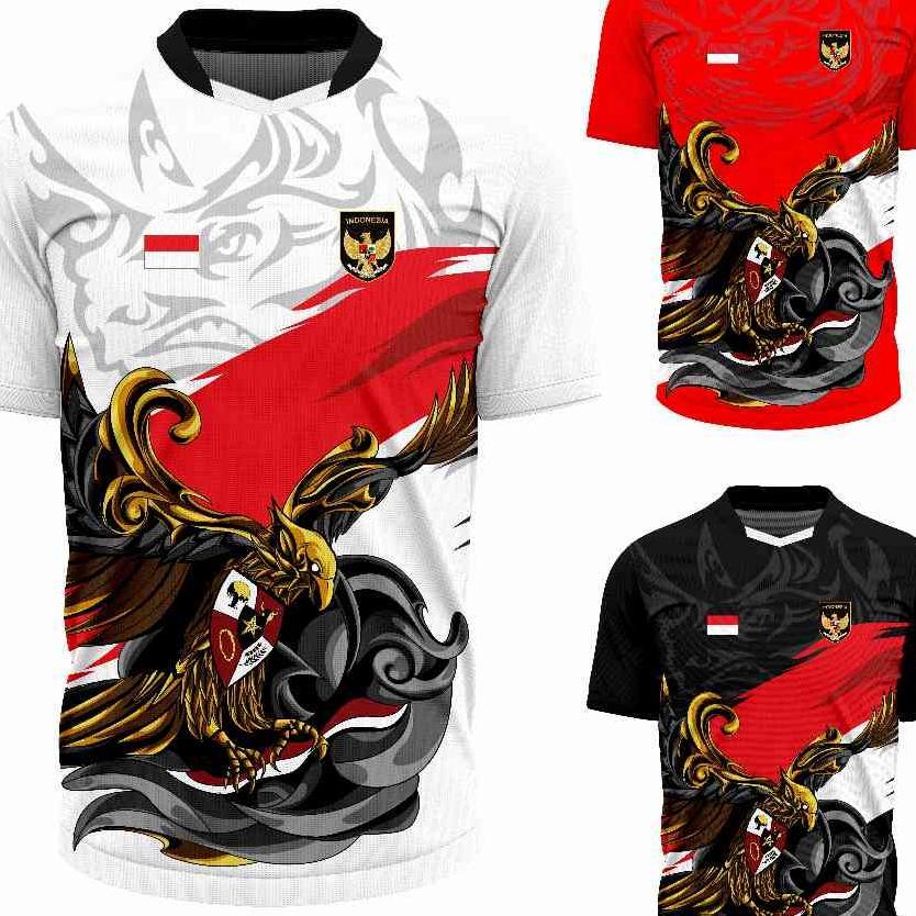 Jersey Olahraga Garuda Merah Putih Baju Futsal Kaos Voli Atasan Badminton Running