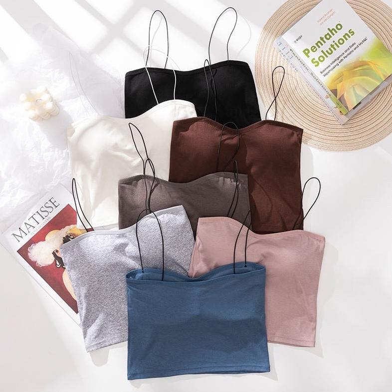 HOT NICEFACE - Tanktop Bra With Cup Bh Single Wanita Import Atasan Cewek Tali Spagetti Polos
