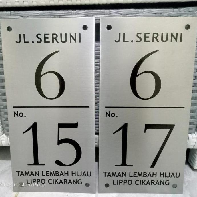 nomor rumah stainless steel / Stainless / papan nomor rumah Stainless