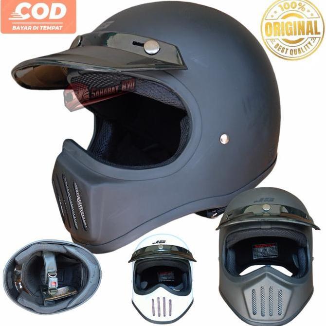 Helm Cakil FULL FACE HITAM DOFF Helm Retro Full Face SNI
