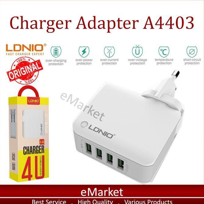 Charger Adapter LDNIO A4403 ORIGINAL / Kepala Charger Travel USB Port