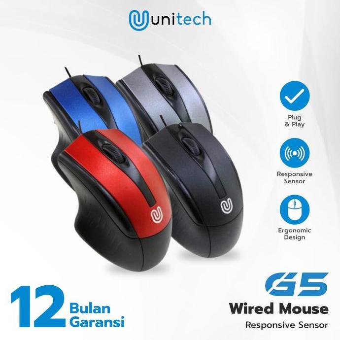 Optical Mouse Kabel USB G5 Unitech Wired USB 1000DPI