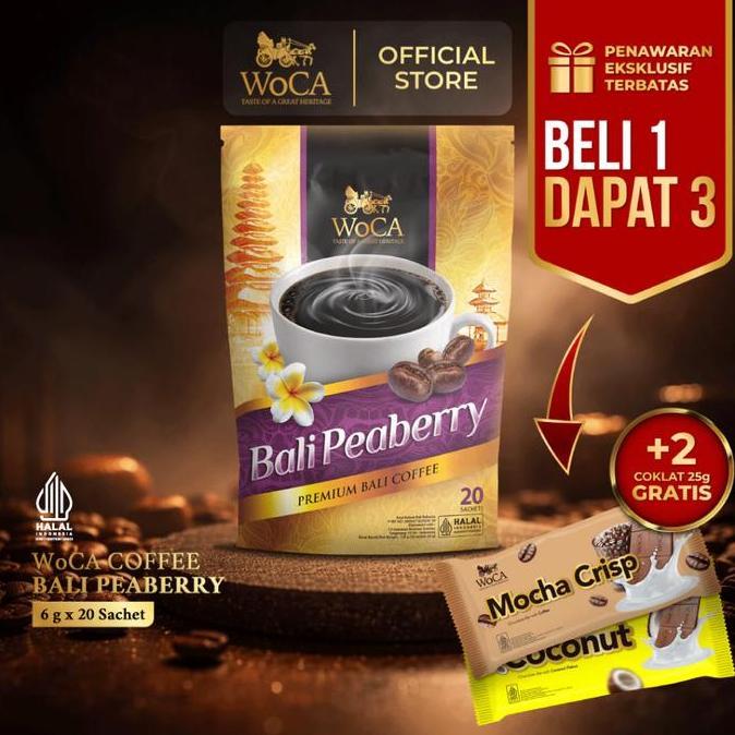 WoCA Kopi Bubuk Bali Peaberry 20 Sachets